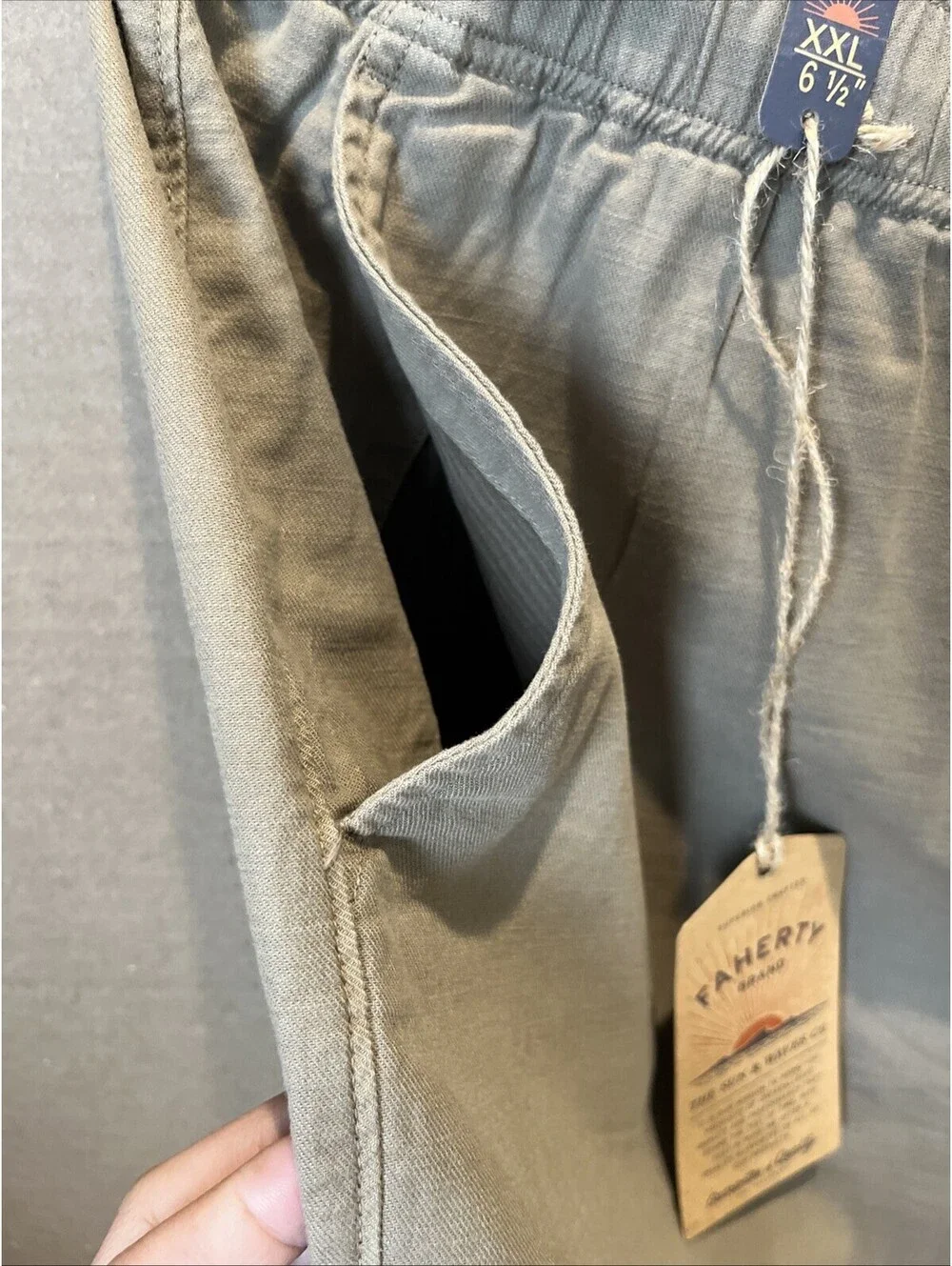 Faherty Mens Essential Drawstring Shorts Elastic Waist 6.5 ” Inseam Size XXL NWT